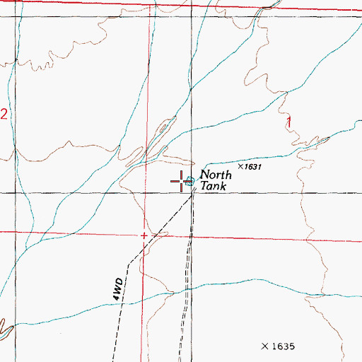 Topographic Map of North Tank, AZ