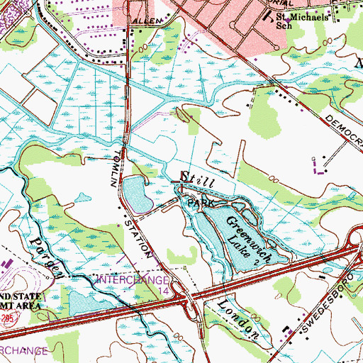 Topographic Map of London Branch, NJ
