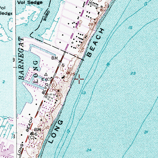 Topographic Map of Long Beach, NJ