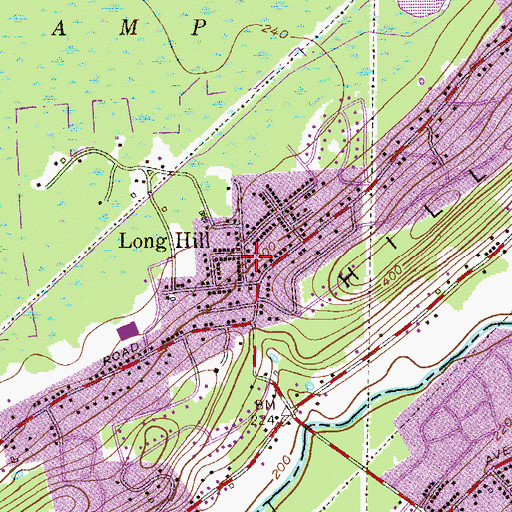 Topographic Map of Long Hill, NJ