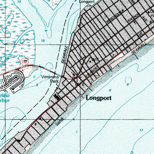 Topographic Map of Longport, NJ