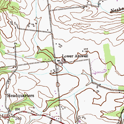 Topographic Map of Lower Amwell Church, NJ