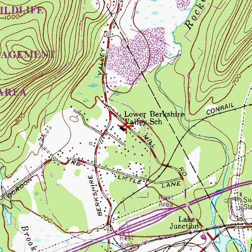 Topographic Map of Lower Berkshire Valley School, NJ