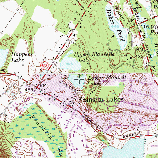 Topographic Map of Lower Blauvelt Lake, NJ