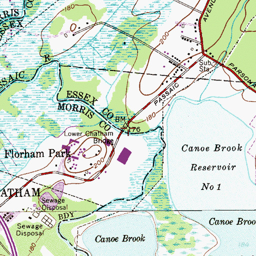 Topographic Map of Lower Chatham Bridge, NJ