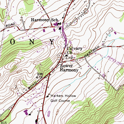 Topographic Map of Lower Harmony, NJ