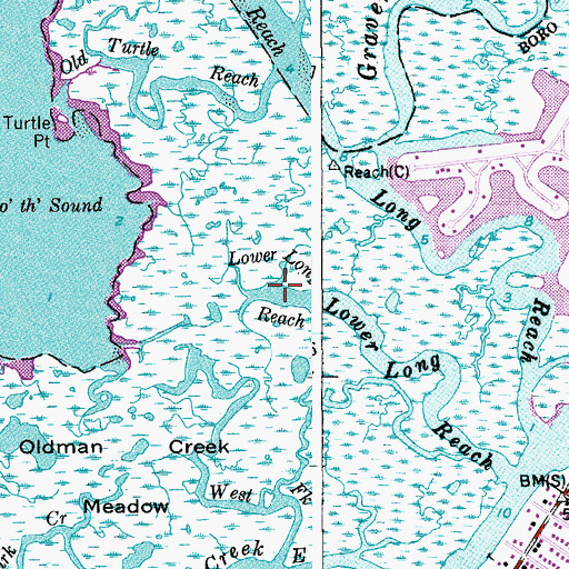 Topographic Map of Lower Long Reach, NJ