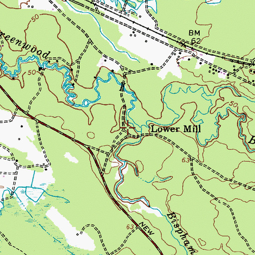 Topographic Map of Lower Mill, NJ