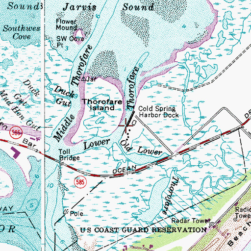 Topographic Map of Lower Thorofare, NJ