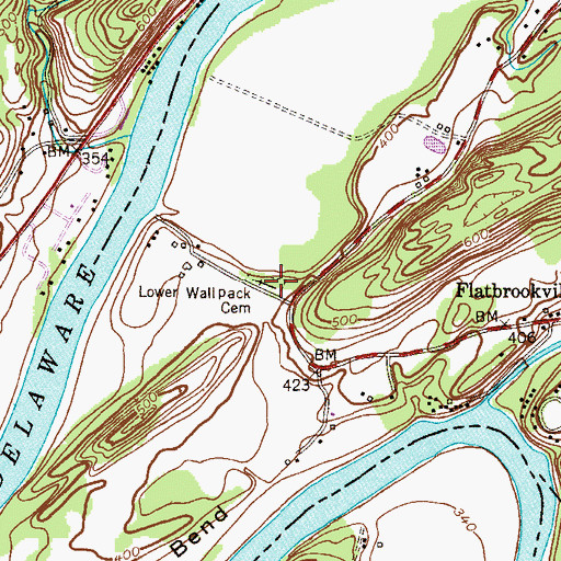 Topographic Map of Lower Wall Pack Cemetery, NJ