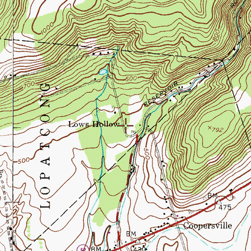 Topographic Map of Lows Hollow, NJ