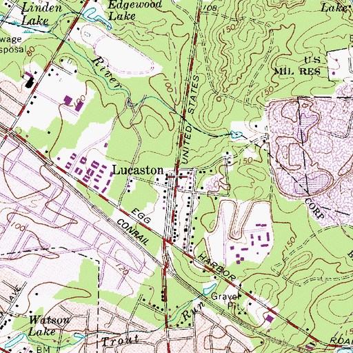 Topographic Map of Lucaston, NJ