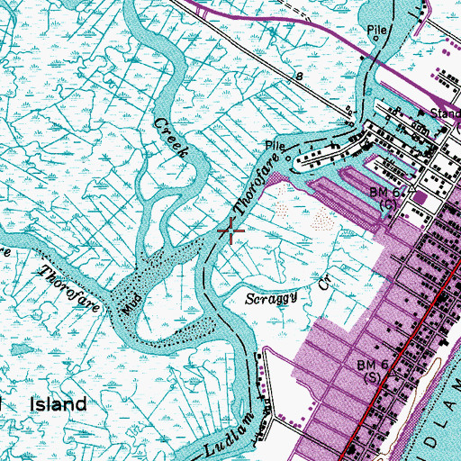 Topographic Map of Ludlam Thorofare, NJ