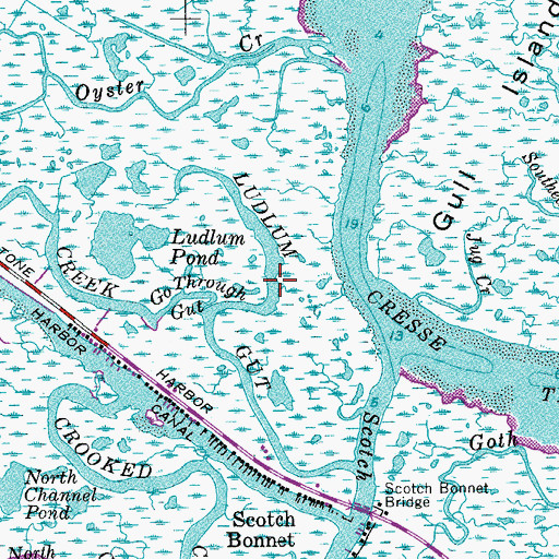 Topographic Map of Ludlum Gut, NJ
