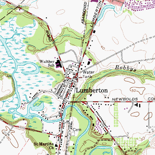 Topographic Map of Lumberton, NJ