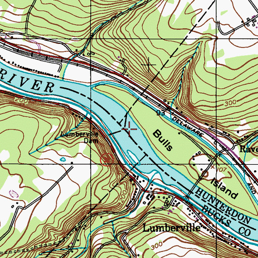 Topographic Map of Lumberville Dam, NJ