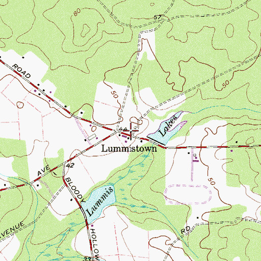 Topographic Map of Lummistown, NJ