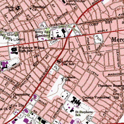 Topographic Map of Martin Luther Christian School, NJ