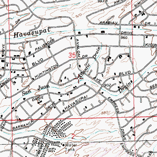 Topographic Map of Atlantic Drain, AZ