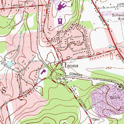 Topographic Map of Lyons, NJ