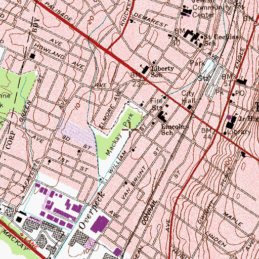 Topographic Map of Mackay Park, NJ