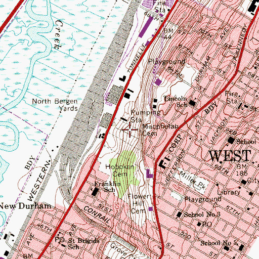 Topographic Map of Macphelah Cemetery, NJ