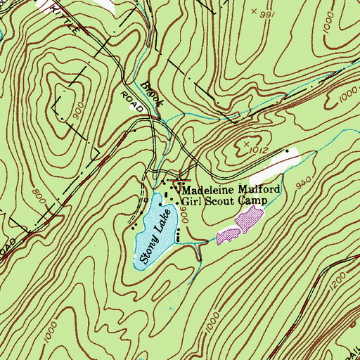 Topographic Map of Madeleine Mulford Girl Scout Camp, NJ