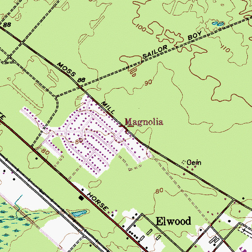 Topographic Map of Magnolia, NJ