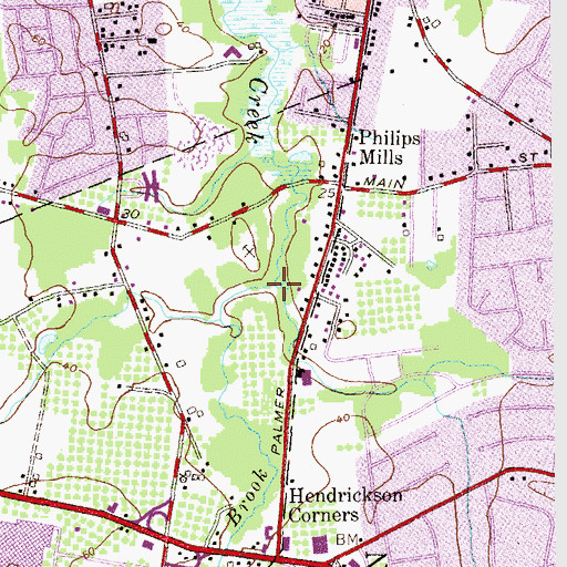 Topographic Map of Mahoras Brook, NJ
