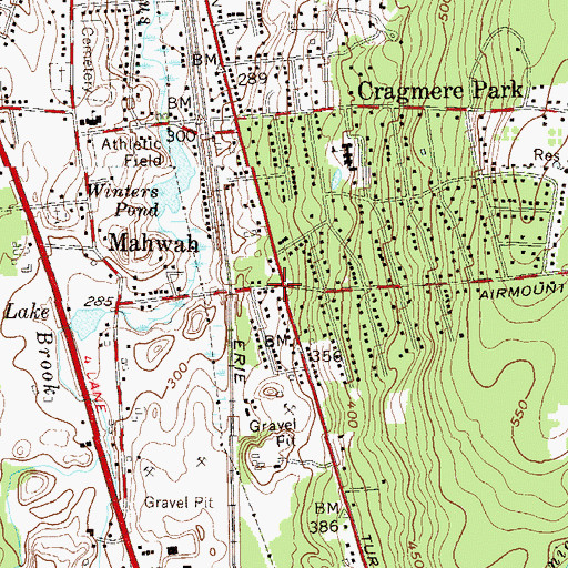 Topographic Map of Mahwah, NJ