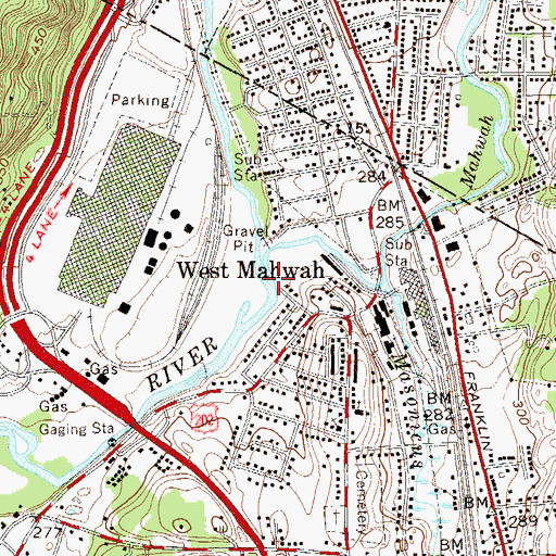Topographic Map of Mahwah River, NJ