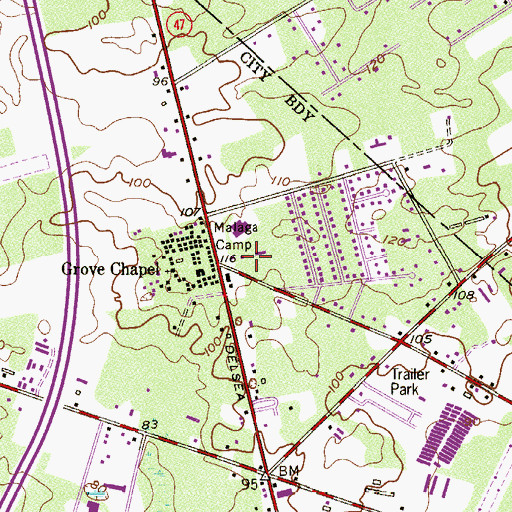 Topographic Map of Malaga Camp, NJ