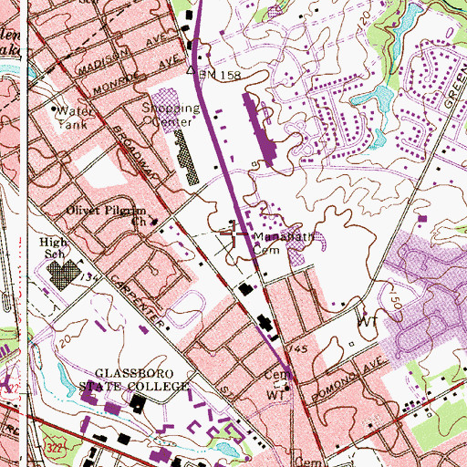 Topographic Map of Manahath Cemetery, NJ