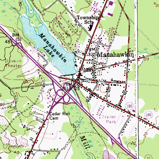 Topographic Map of Manahawkin, NJ