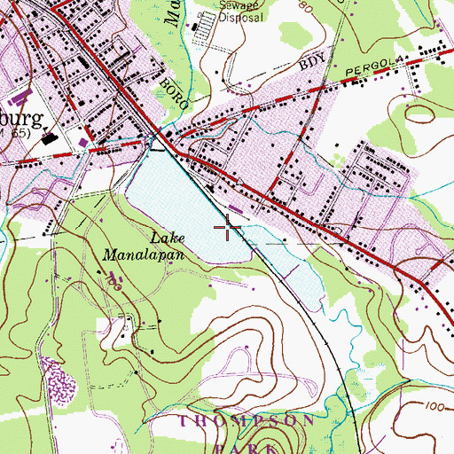 Topographic Map of Lake Manalapan, NJ