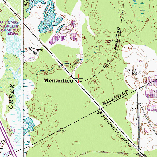 Topographic Map of Menantico, NJ