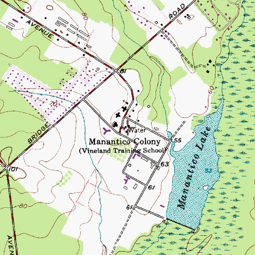 Topographic Map of Menantico Colony, NJ