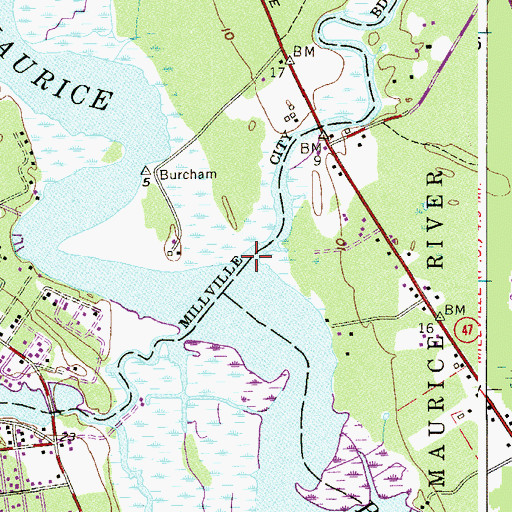 Topographic Map of Menantico Creek, NJ