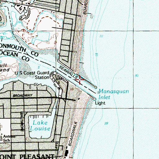 Topographic Map of Manasquan River, NJ