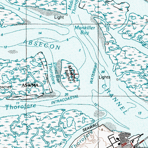Topographic Map of Mankiller Island, NJ