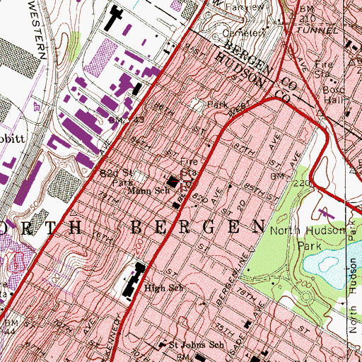 Topographic Map of Horace Mann Number 9 Elementary School, NJ