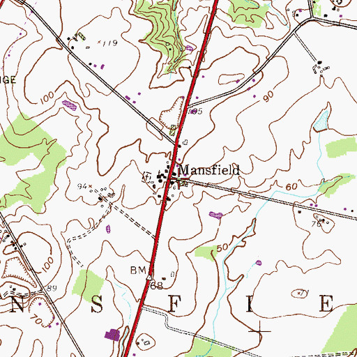 Topographic Map of Mansfield, NJ