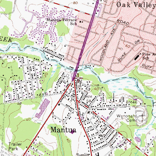 Topographic Map of Mantua, NJ