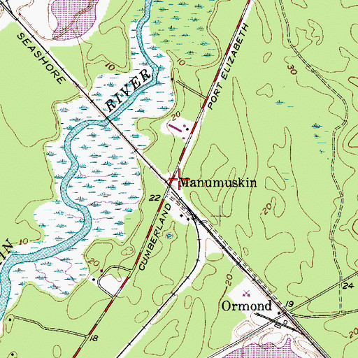 Topographic Map of Manumuskin, NJ