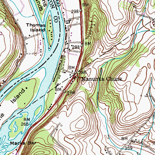Topographic Map of Manunka Chunk, NJ