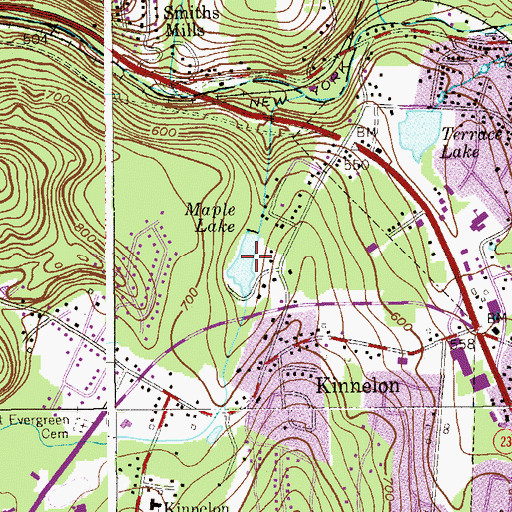 Topographic Map of Maple Lake, NJ