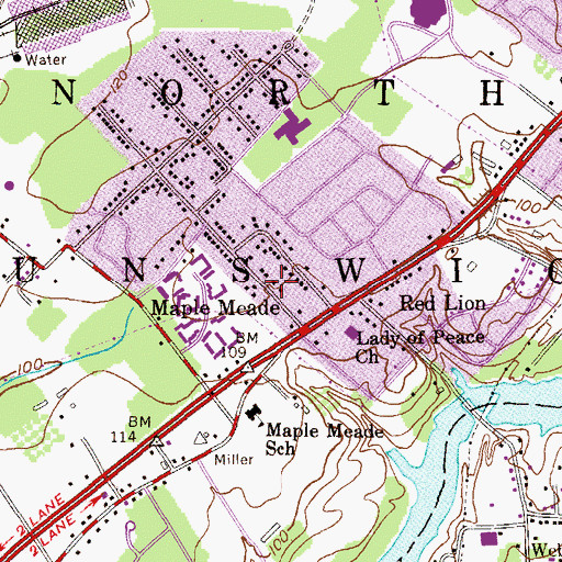 Topographic Map of Maple Meade, NJ