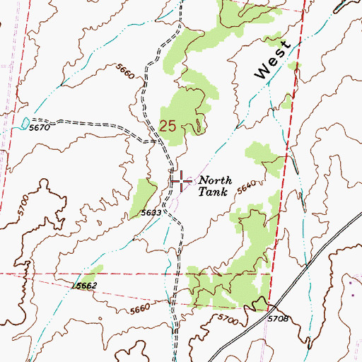 Topographic Map of North Tank, AZ