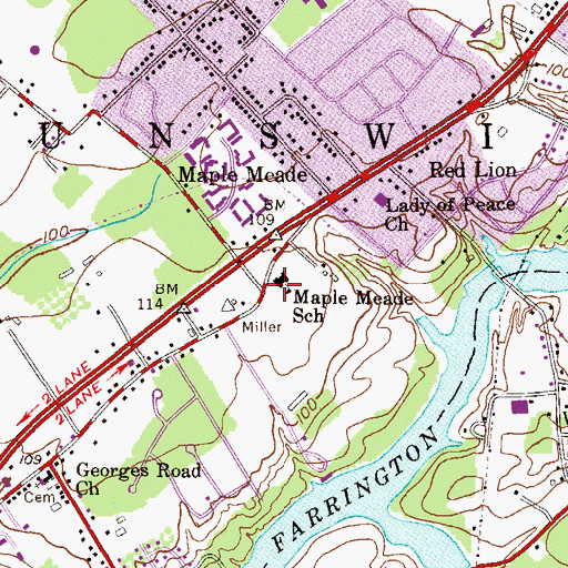 Topographic Map of Maple Meade School, NJ