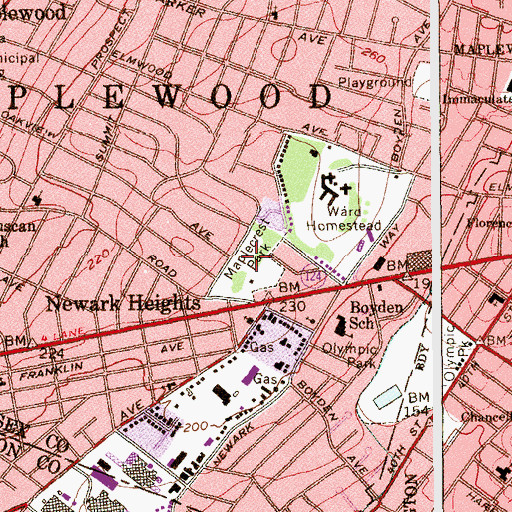 Topographic Map of Maplecrest Park, NJ
